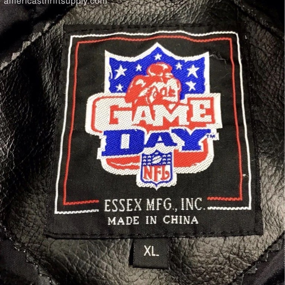 GUC NFL Men’s Black and Green Leather Sleeves Varsity Jacket - Sz XL - Picture 5 of 6